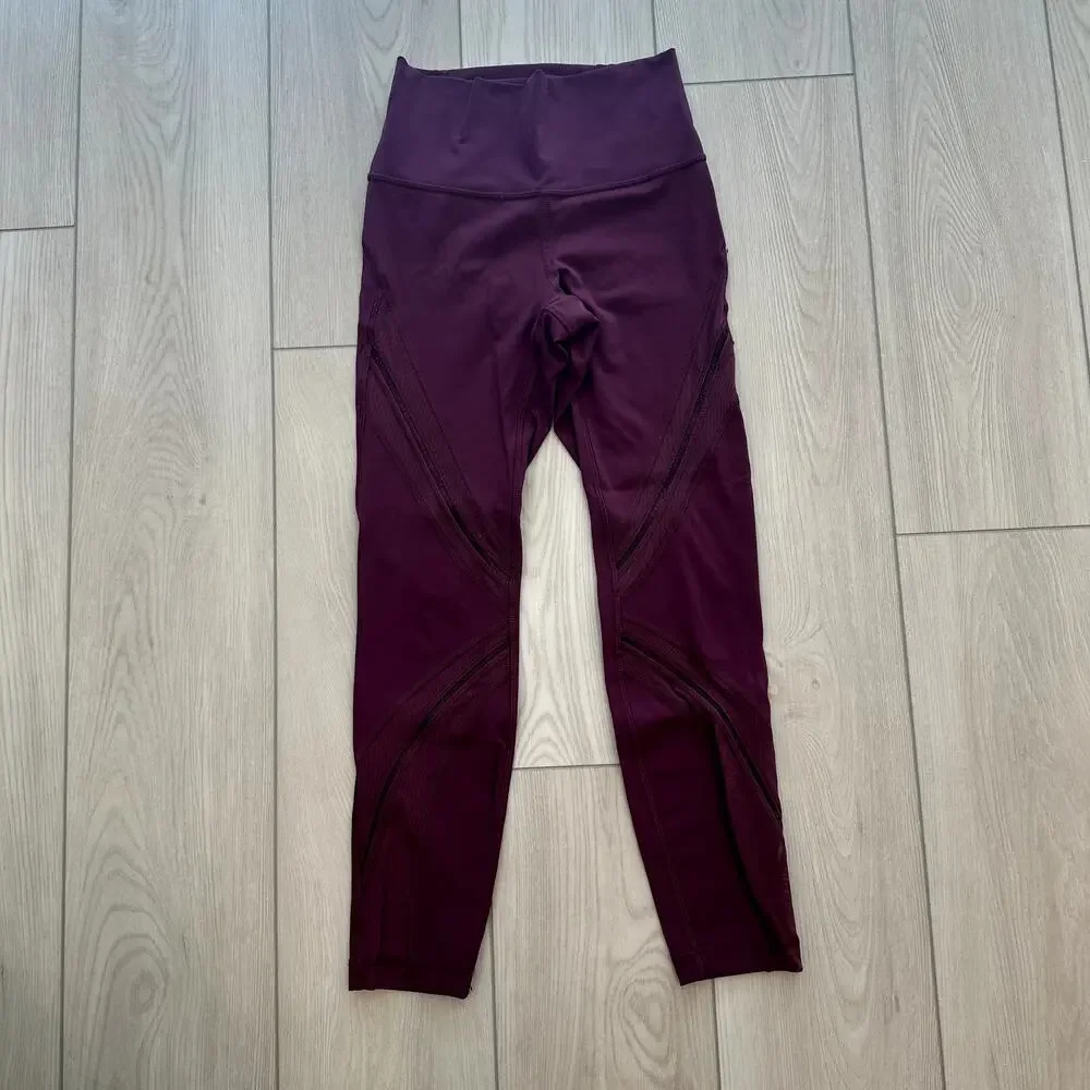 Lululemon High Times Metta Red Grape 7/8 high rise leggings 4